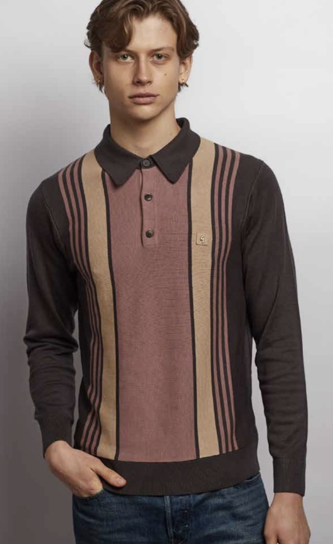 V57GM00 Searle Knitted Polo Charcoal