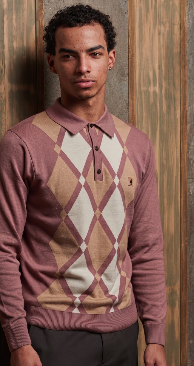 Old Rose V57GM02 Bond Argyle Knit Polo