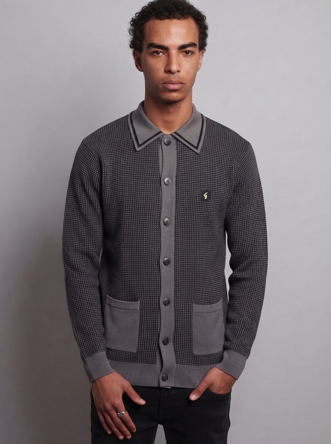 Charcoal V57GM16 Noel Button Knit Polo