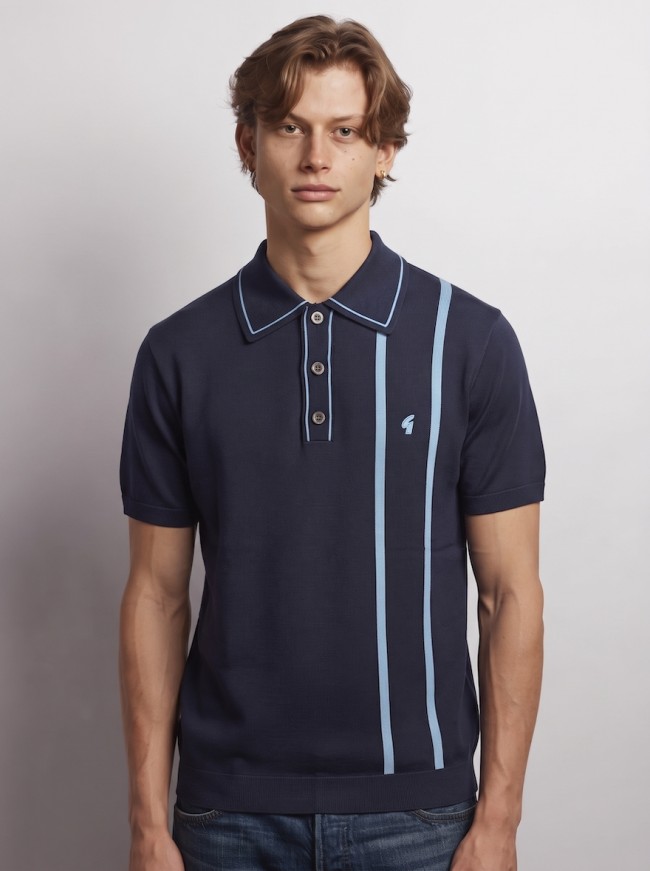 V57GM23 Beckenham Archive Knit Polo Navy