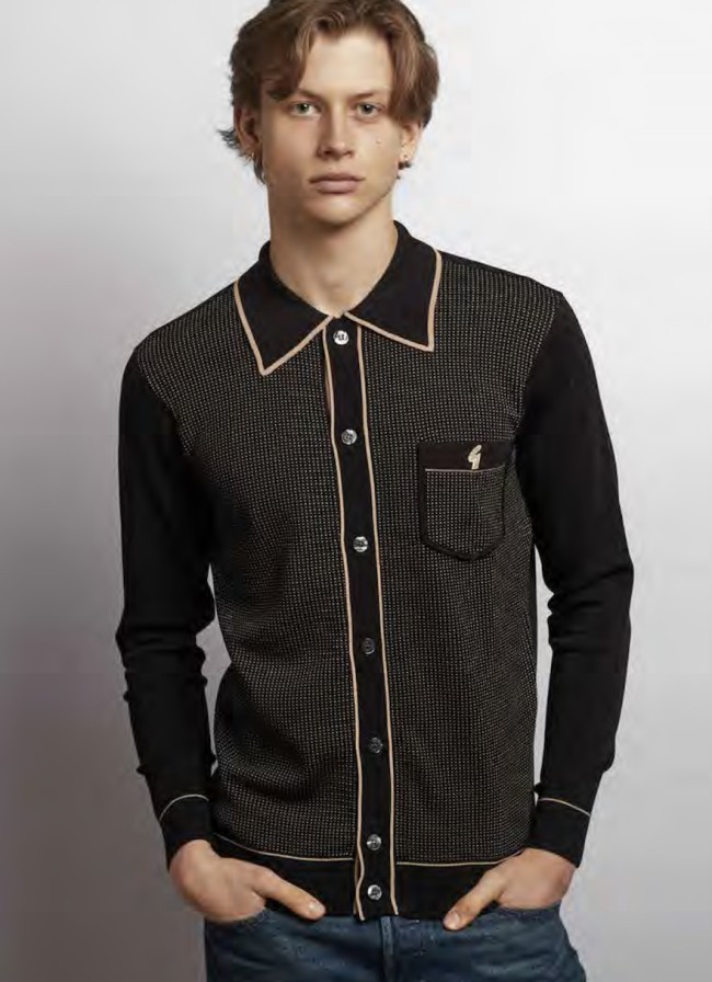 V57GM24 Di Lello Archive Knit Polo Black