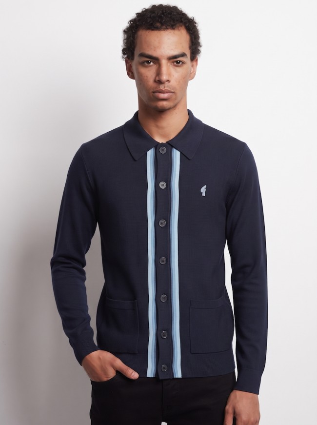 V57GM26 Bromley Archive Knit Polo Navy