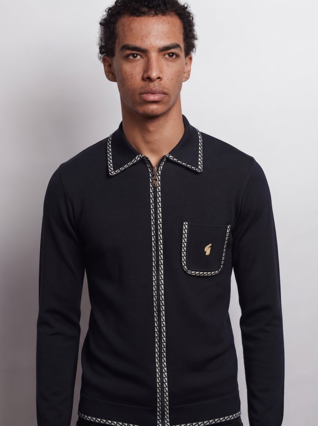 V57GM25 Nick Archive Knit Polo Black