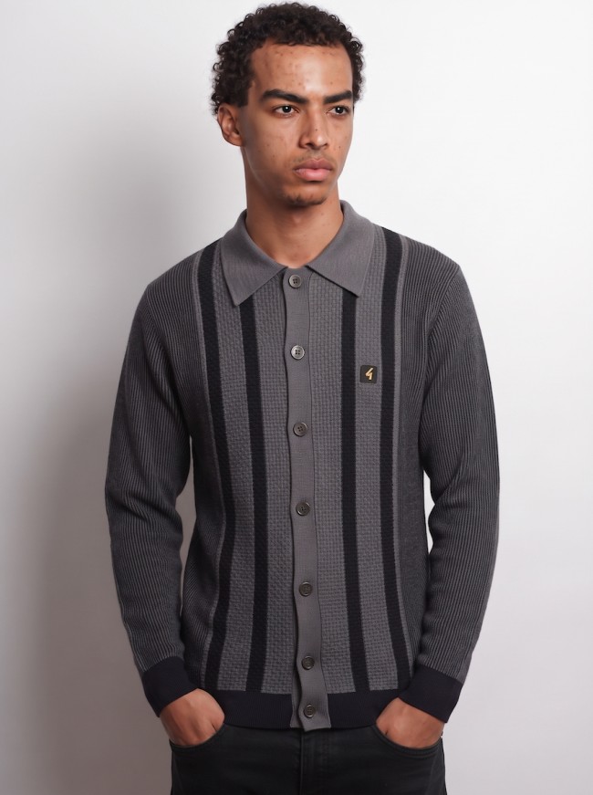 Black V57GM17 Pascal Button Knit Polo