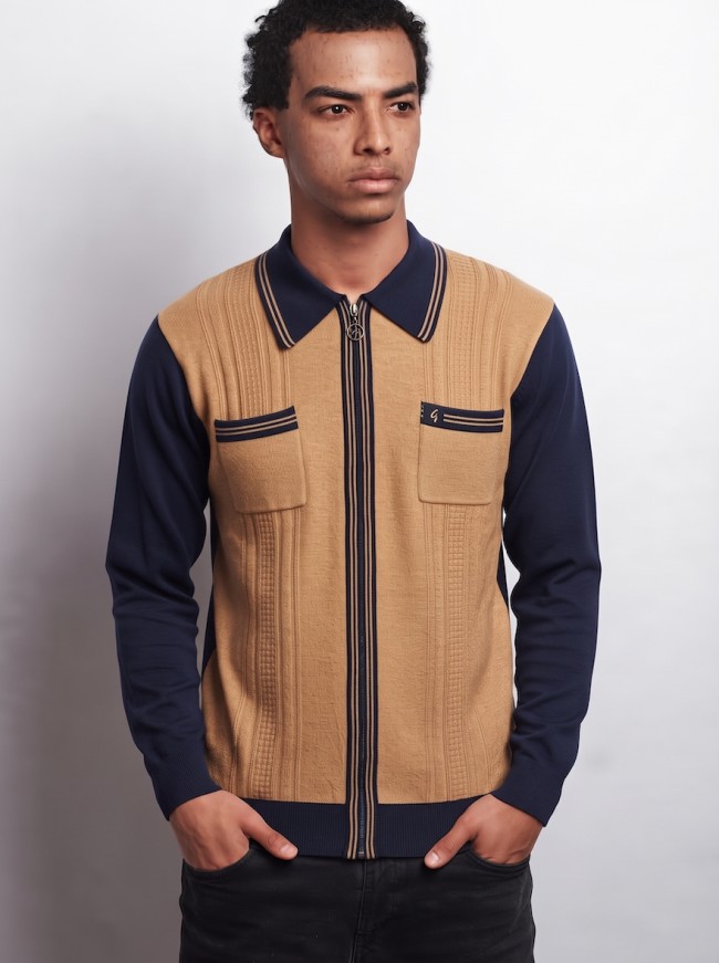 Navy V57GM15 Lucerne Zip Knit Polo