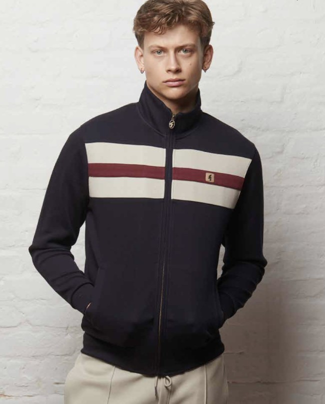 V56GD01 Escher Panelled Tracktop Navy