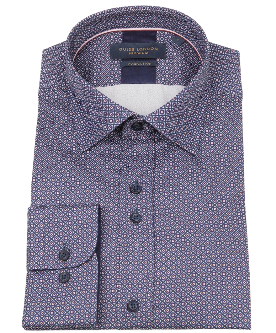 Guide London LS76359 Geometric Print Shirt