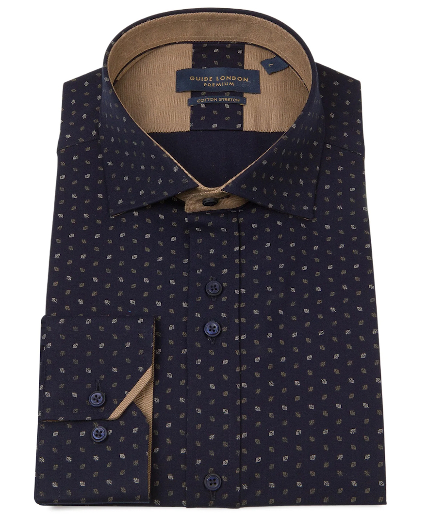 Guide London LS76397 Geometric Print Shirt