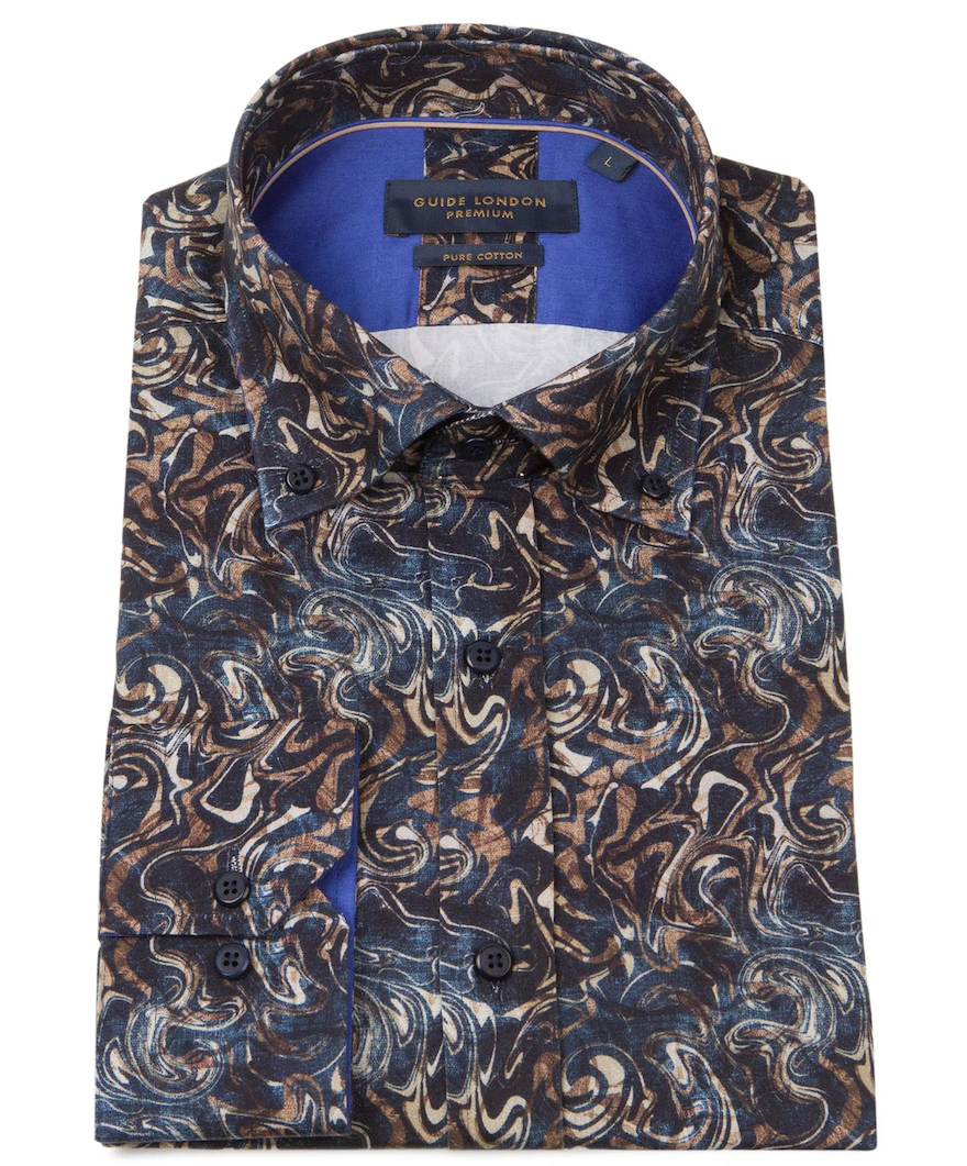 Guide London LS76368 Swirl Print Shirt