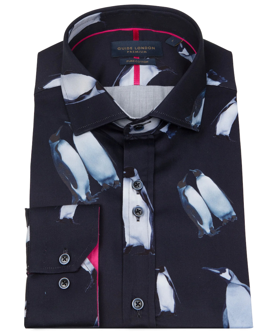 Guide London LS76753 Penguin Print Shirt