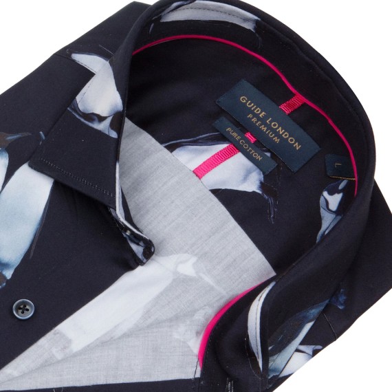 LS76753 Penguin Print Shirt Navy