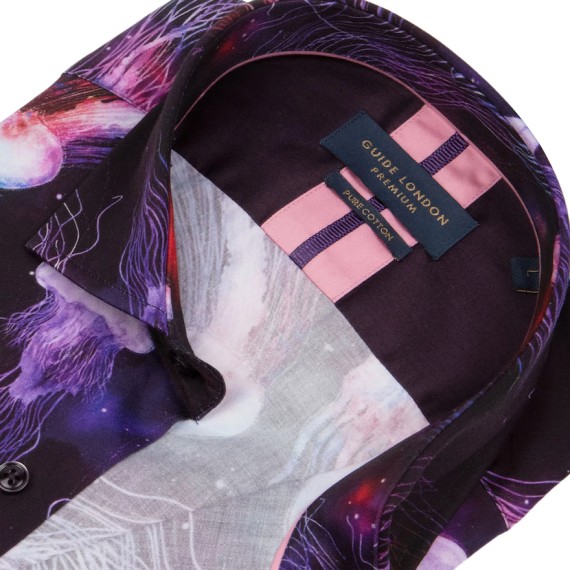 LS76720 Jelly Fish Print Shirt Purple