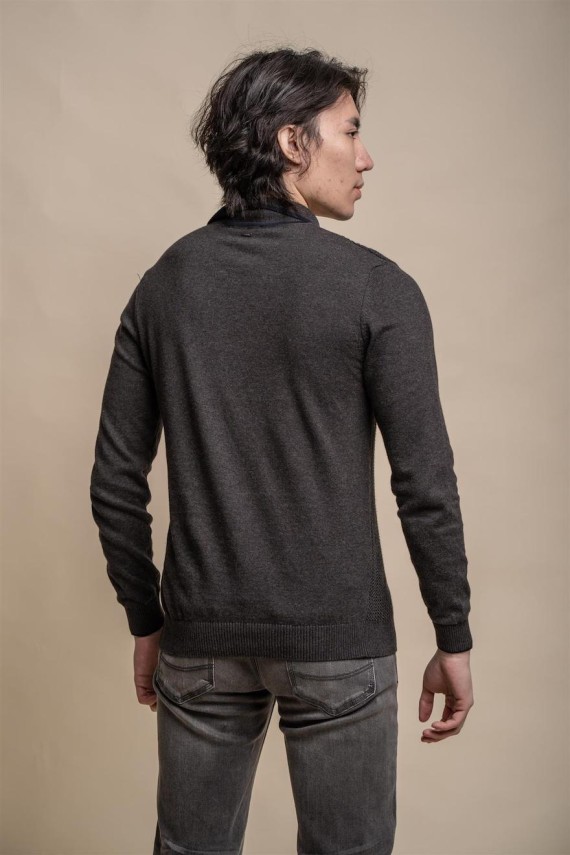 Fist Long Sleeve Knitted Polo Charcoal