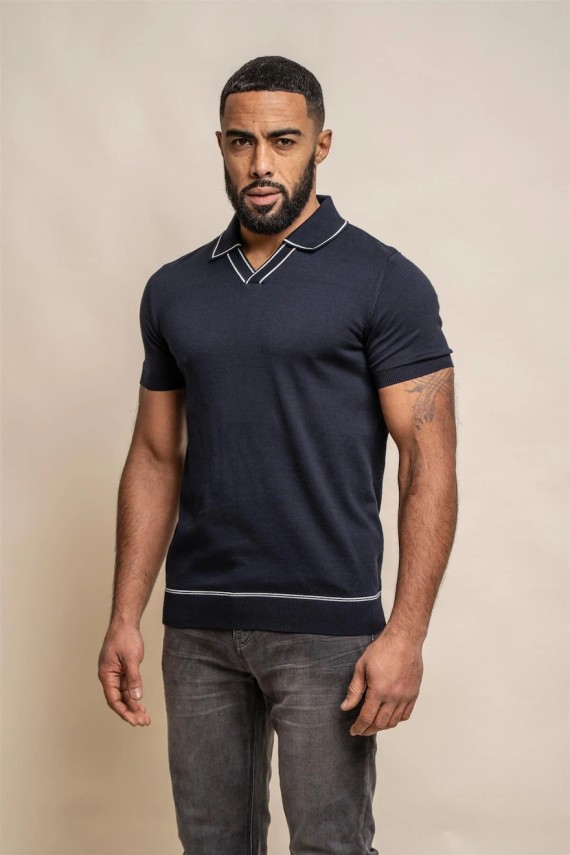 Seppi Knitted Polo Shirt Navy