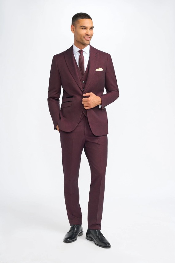 Caridi Wine 3 Piece Suit Wine