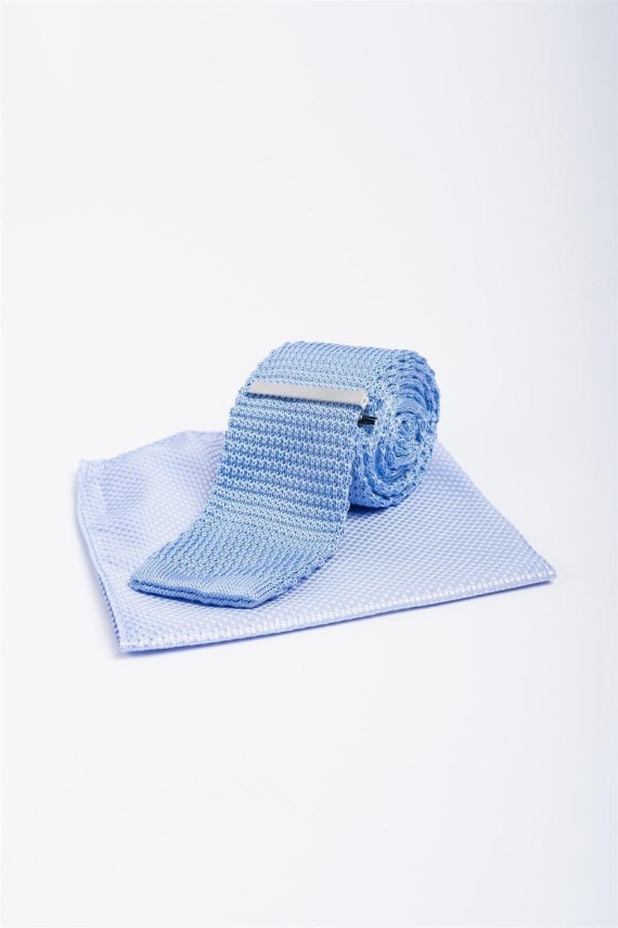 CV701 Knitted Tie Set Sky/Blue