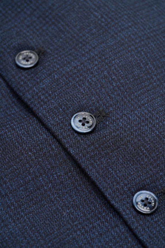 Caridi Navy Check Waistcoat Navy