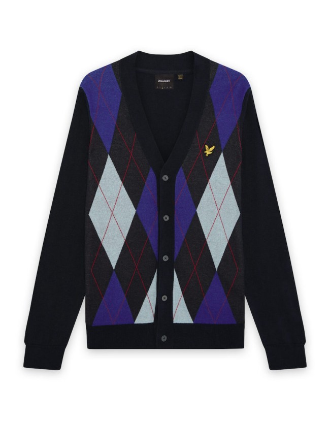 KN2633V Argyle Knitted Cardigan Dark/Navy-Z271