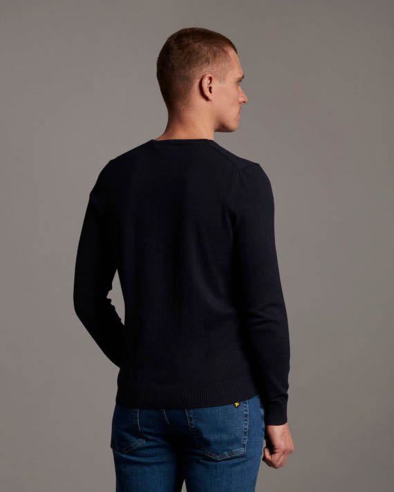 KN401VC Cotton Merino V Neck Jumper Dark/Navy-Z271