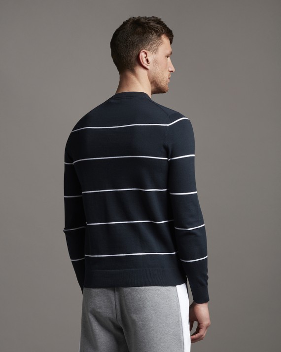Lyle and Scott KN1301V Wide Stripe Knitted Jumper Knitwear, from ...