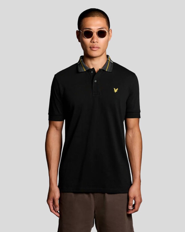 SP2403V Tartan Collar Polo Shirt Jet/Black-Z865