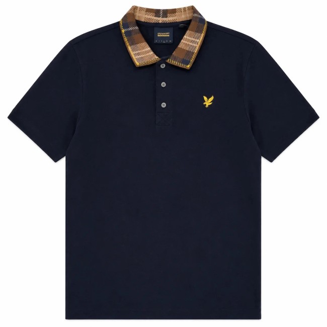 DarkNavy/Brown-Y652 SP2531V Tartan Collar Polo Shirt