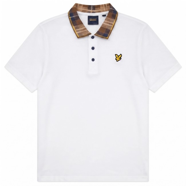SP2531V Tartan Collar Polo Shirt White/Brown-Y651