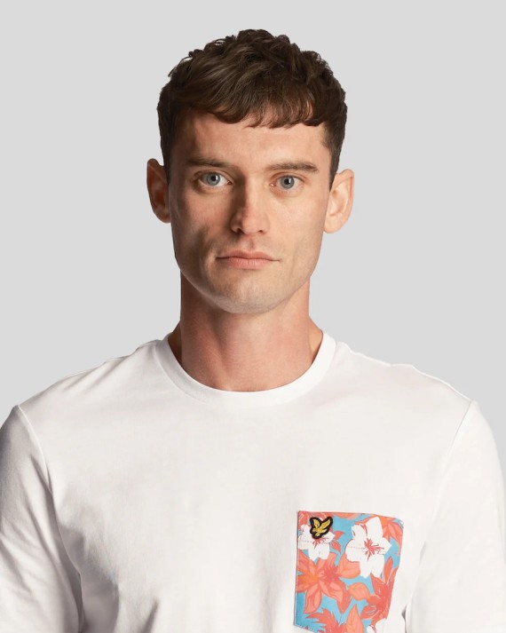 TS2037V Floral Print Pocket T Shirt White-626