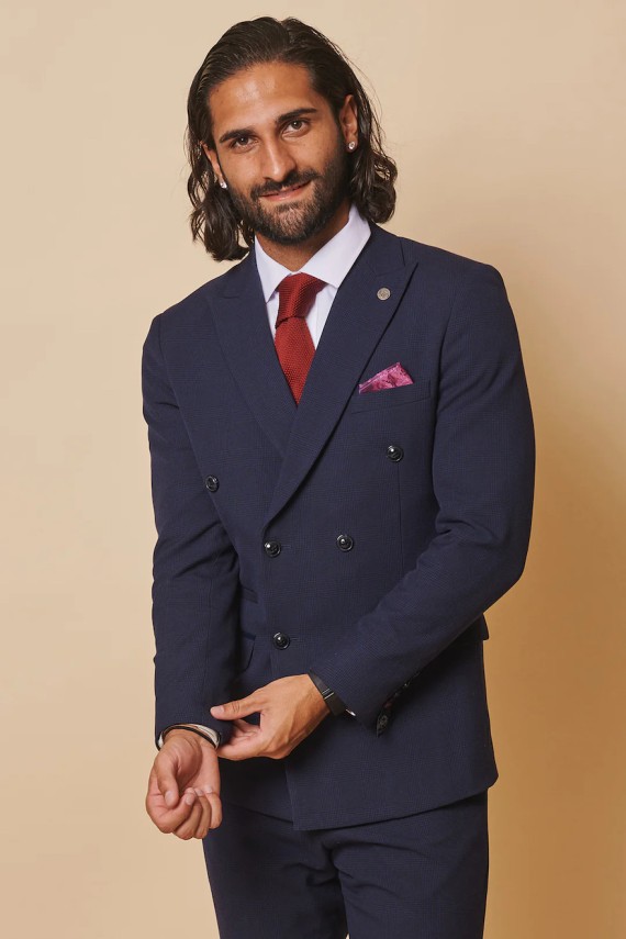 Bromley Navy Check Double Breasted Jacket Navy