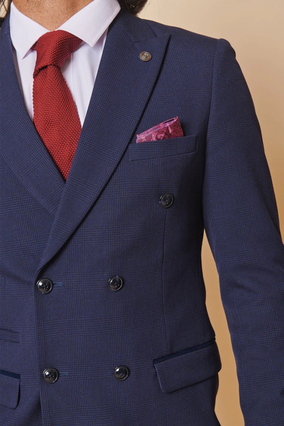 Bromley Navy Check Double Breasted Jacket Navy