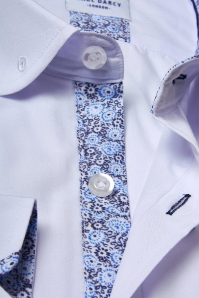 Benson White Penny Collar Shirt With Collar Bar White