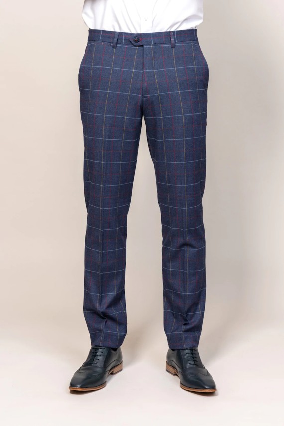 Drake Navy Check Trouser Navy