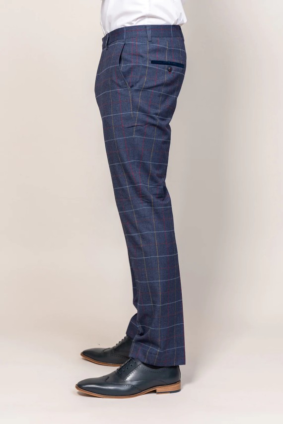 Drake Navy Check Trouser Navy