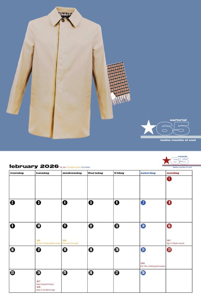 Sartorial 65 2026 Calendar White