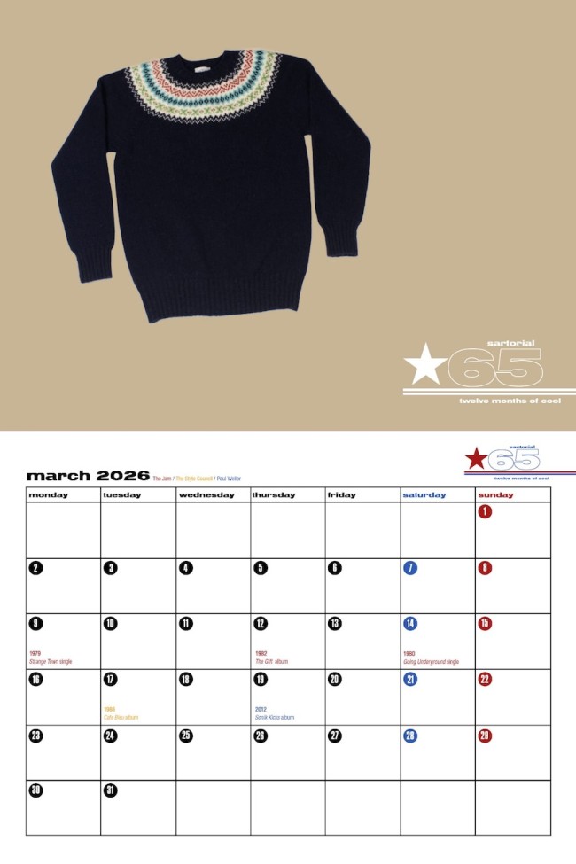 Sartorial 65 2026 Calendar White