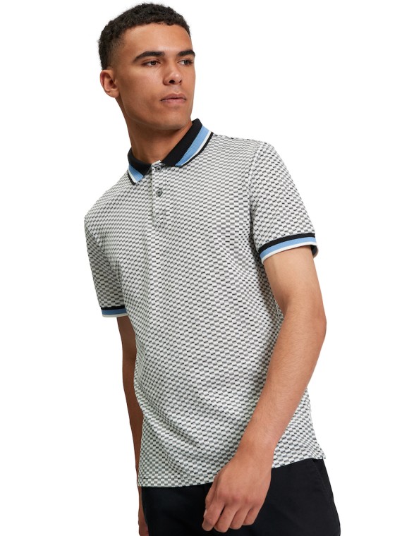 Chequerboard Print Polo Shirt Black-290