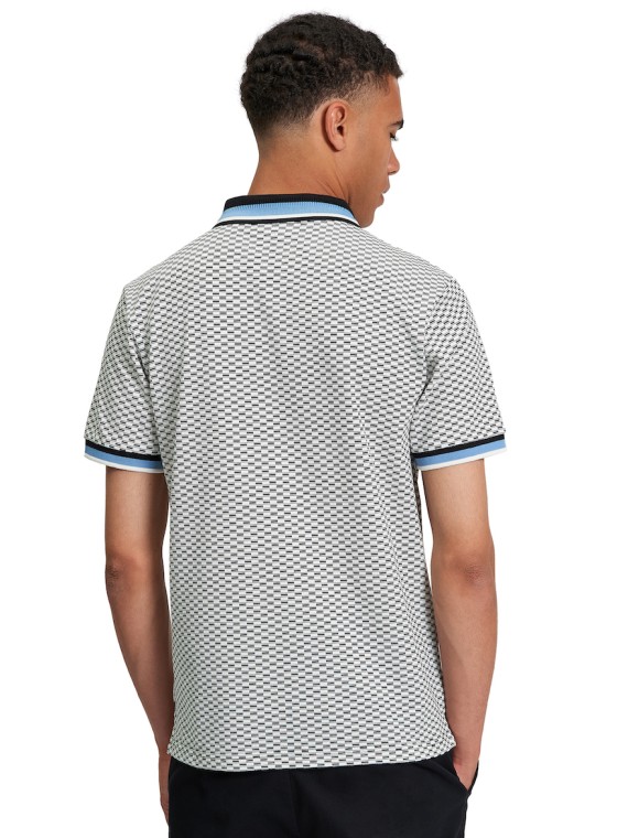 Chequerboard Print Polo Shirt Black-290