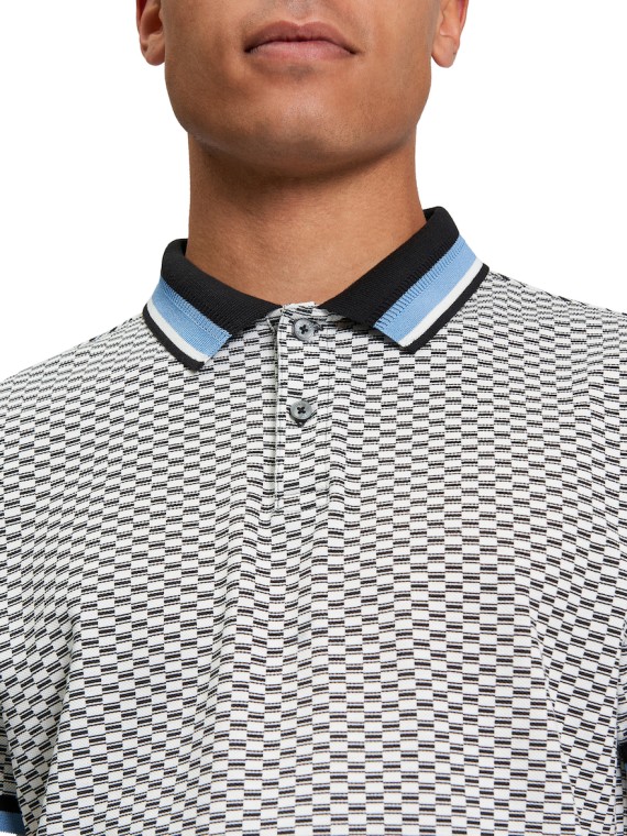 Chequerboard Print Polo Shirt Black-290