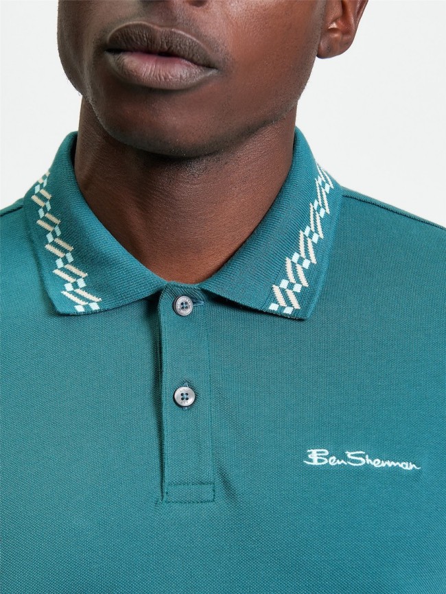 Collar Interest Polo Shirt Teal-140