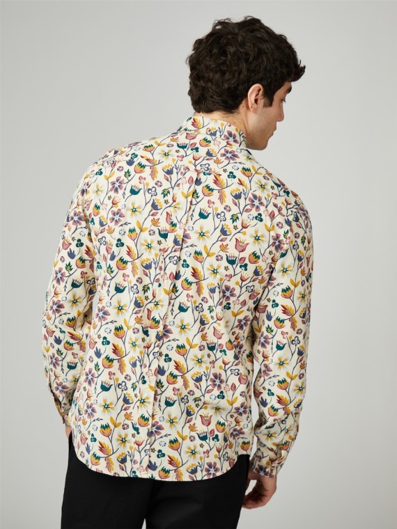 Floral Printed Cord Shirt Fog-055