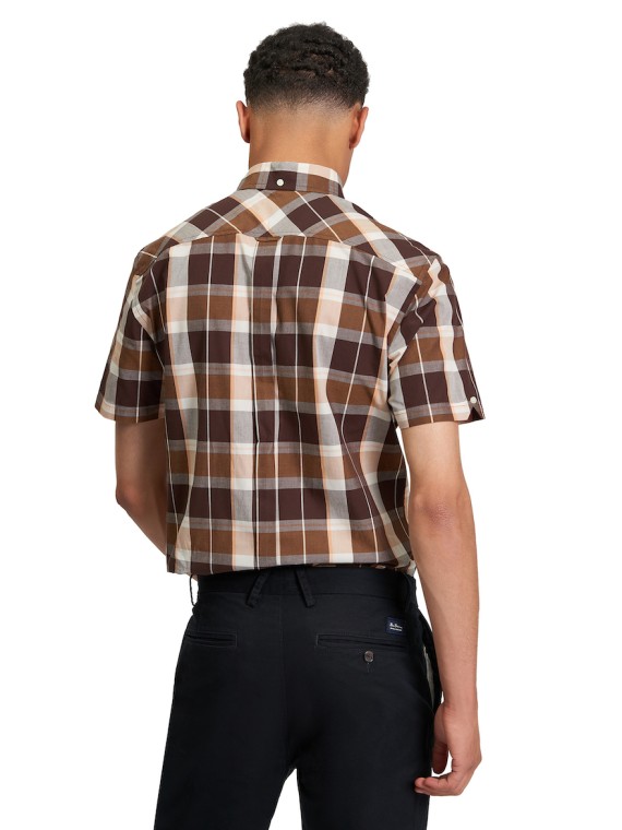 Short Sleeve Block Check Shirt Dark/Brown-351