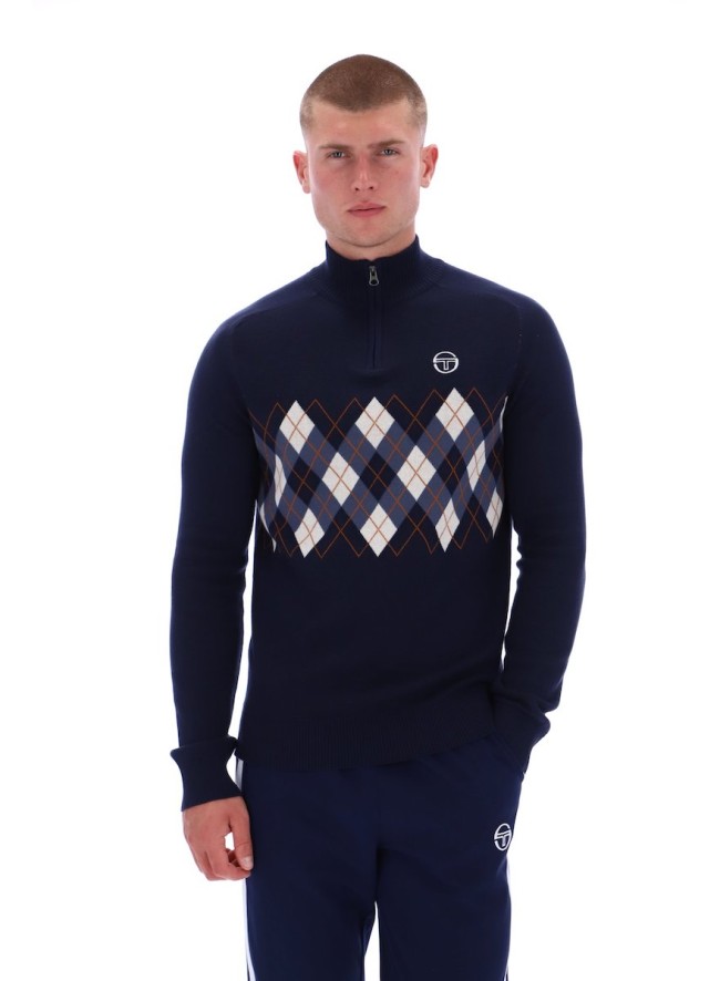 Sangro 1/4 Zip Argyle Knitwear MaritimeBlue/VintageIndigo/Gardenia-331