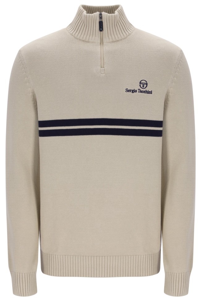 New Dallas 1/4 Zip Knitwear Peyote/MaritimeBlue-573