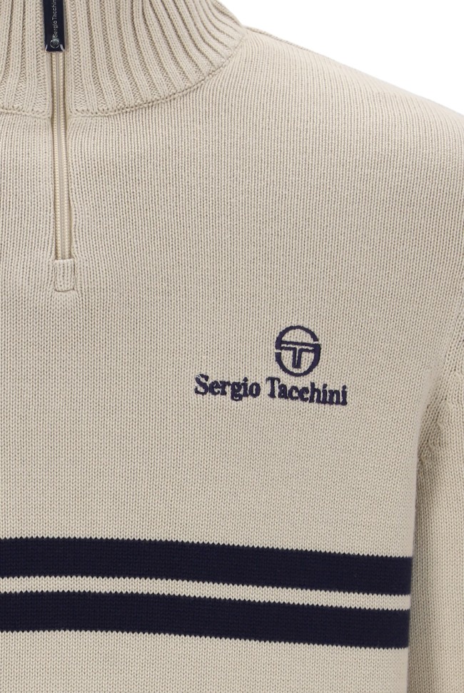 New Dallas 1/4 Zip Knitwear Peyote/MaritimeBlue-573