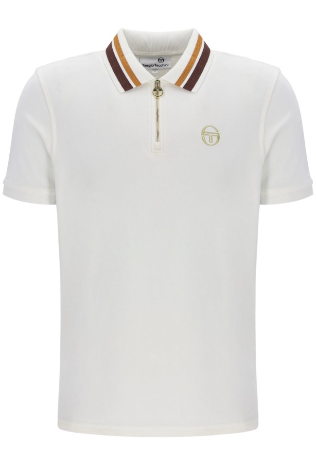 Mahony Velour Zip Polo Shirt Gardenia/Gold-306