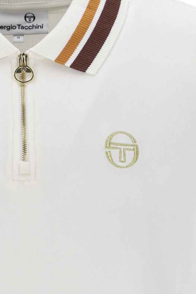 Mahony Velour Zip Polo Shirt Gardenia/Gold-306