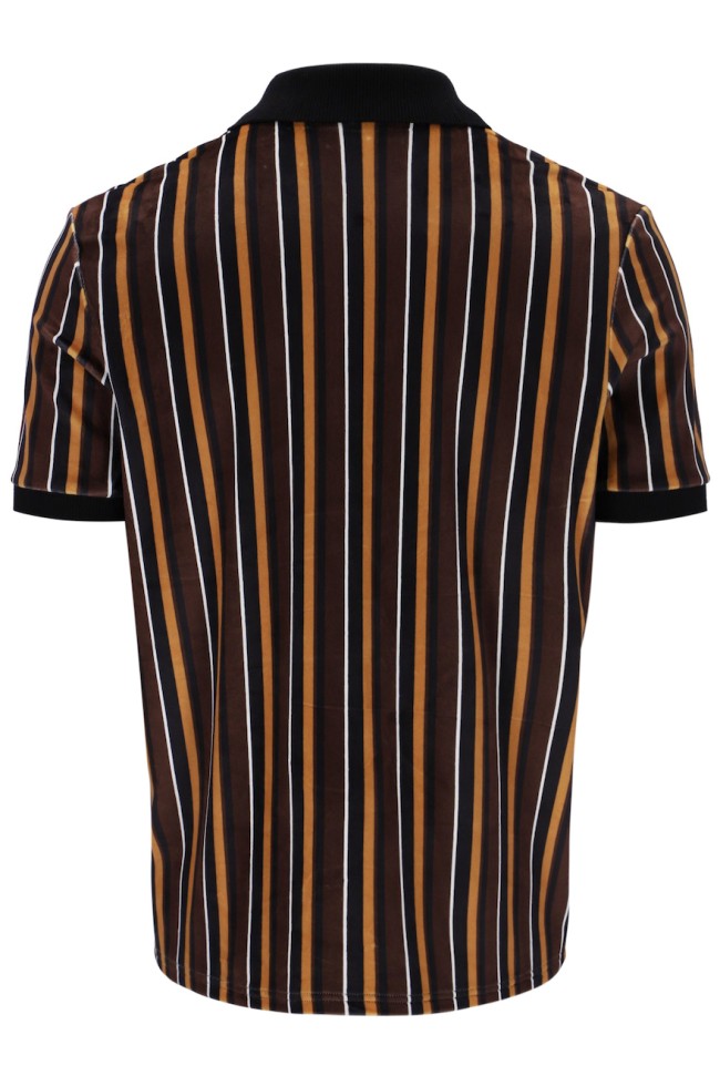 Lomazzo Velour Stripe Polo Shirt Black-160