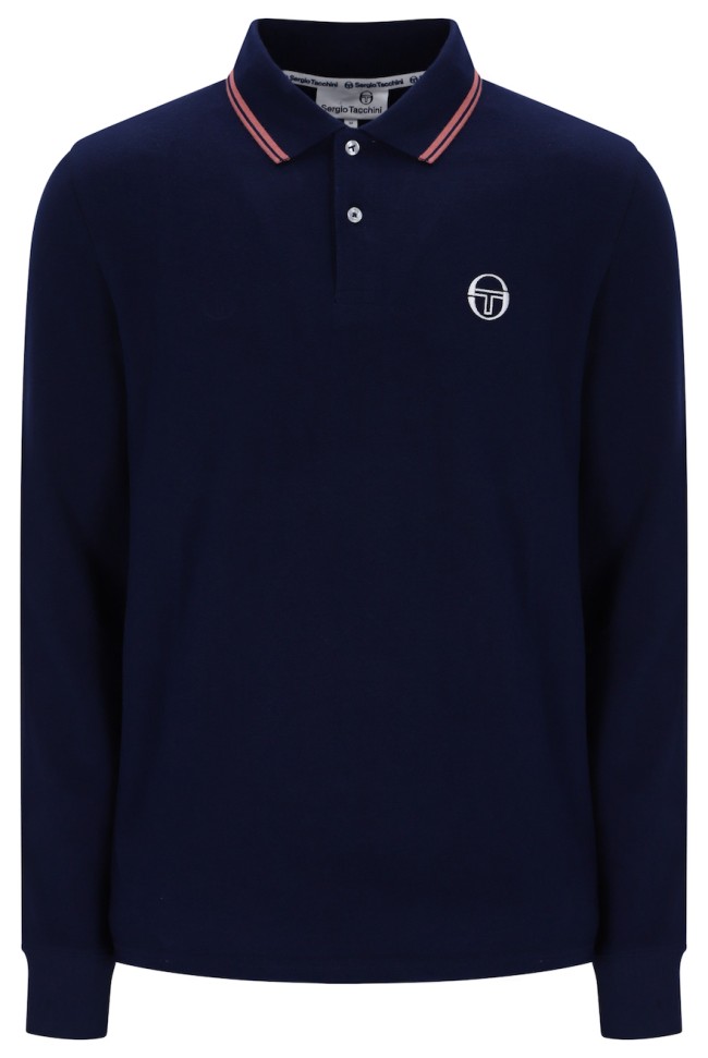 Sergio 020 Long Sleeve Polo Shirt MaritimeBlue/LightMahogany-561