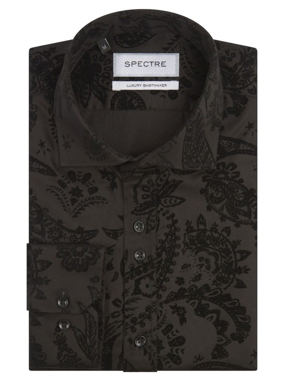 Carson Paisley Flocked Shirt Black