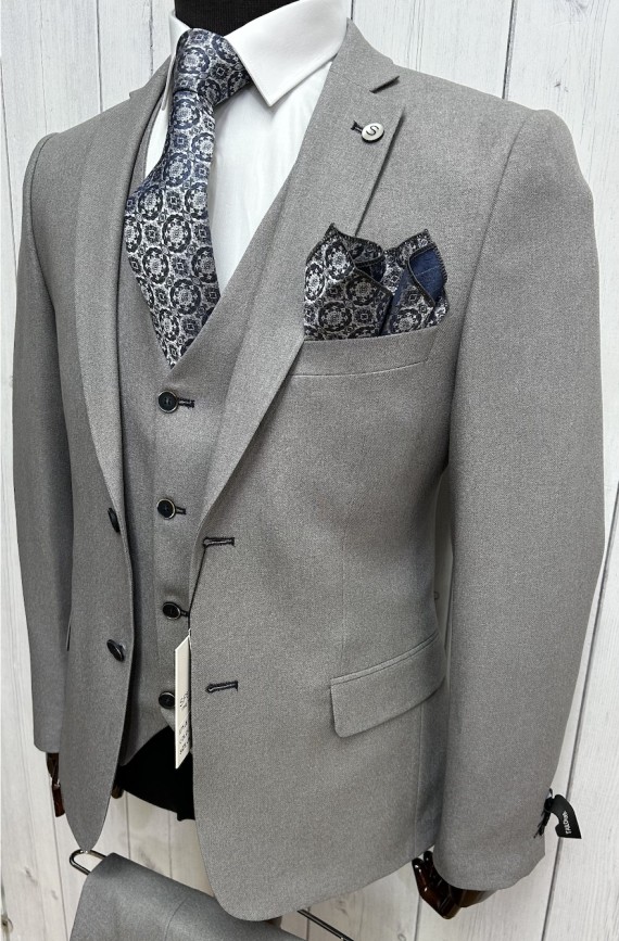 Branson Grey 3 Piece Suit Grey